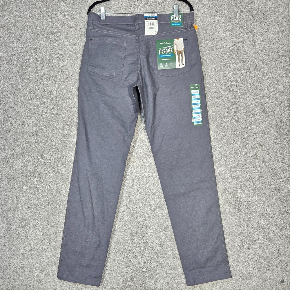 Haggar Men's 32X32 Active Series 365 Tru Temp Flex Slim canvas 5 pocket pant NEW